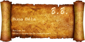 Busa Béla névjegykártya